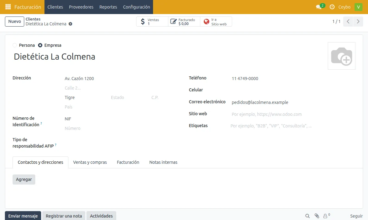 Ficha de un cliente